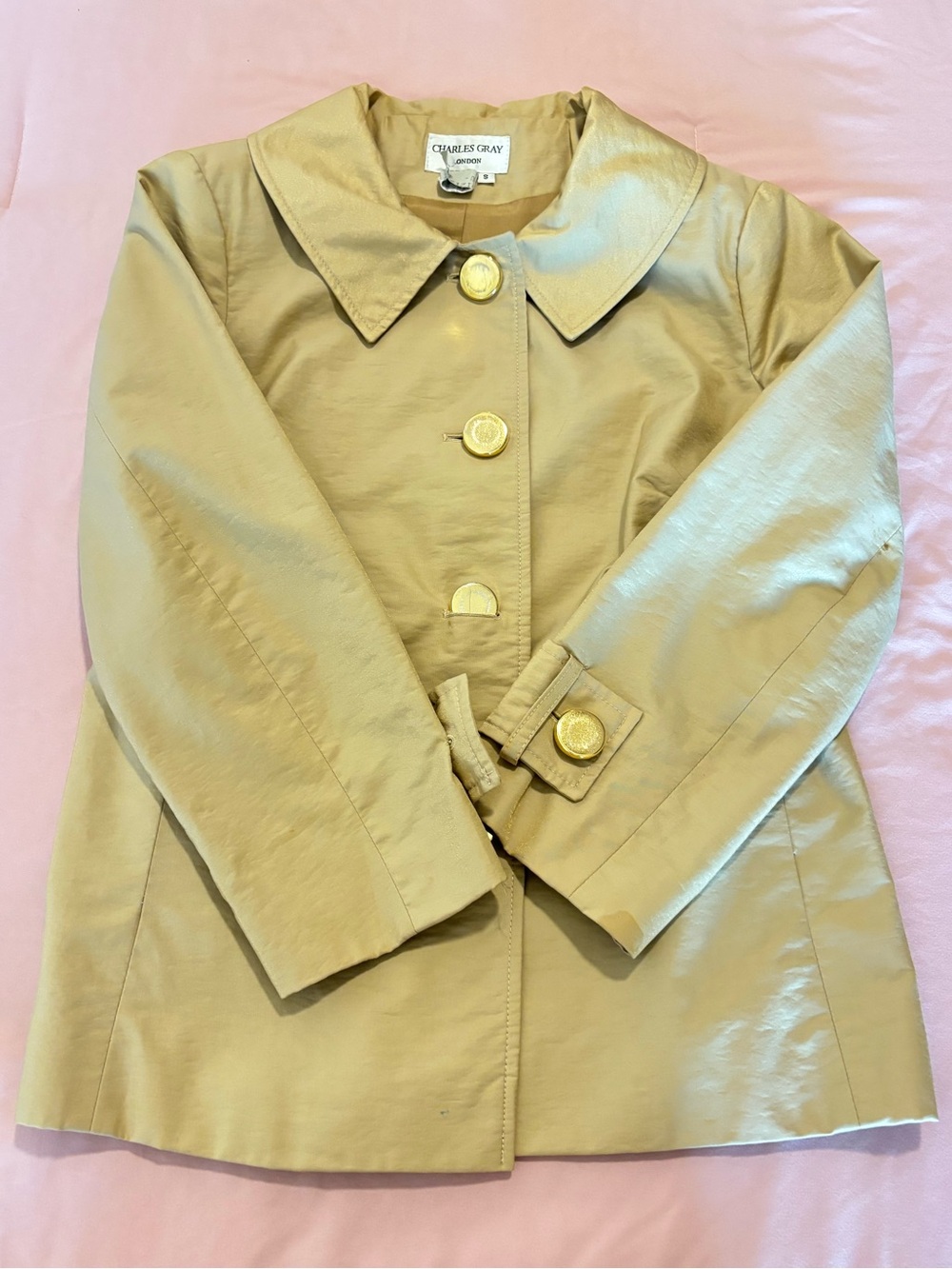 Charles Gray Women's Beige Trench Coat with Gold Buttons